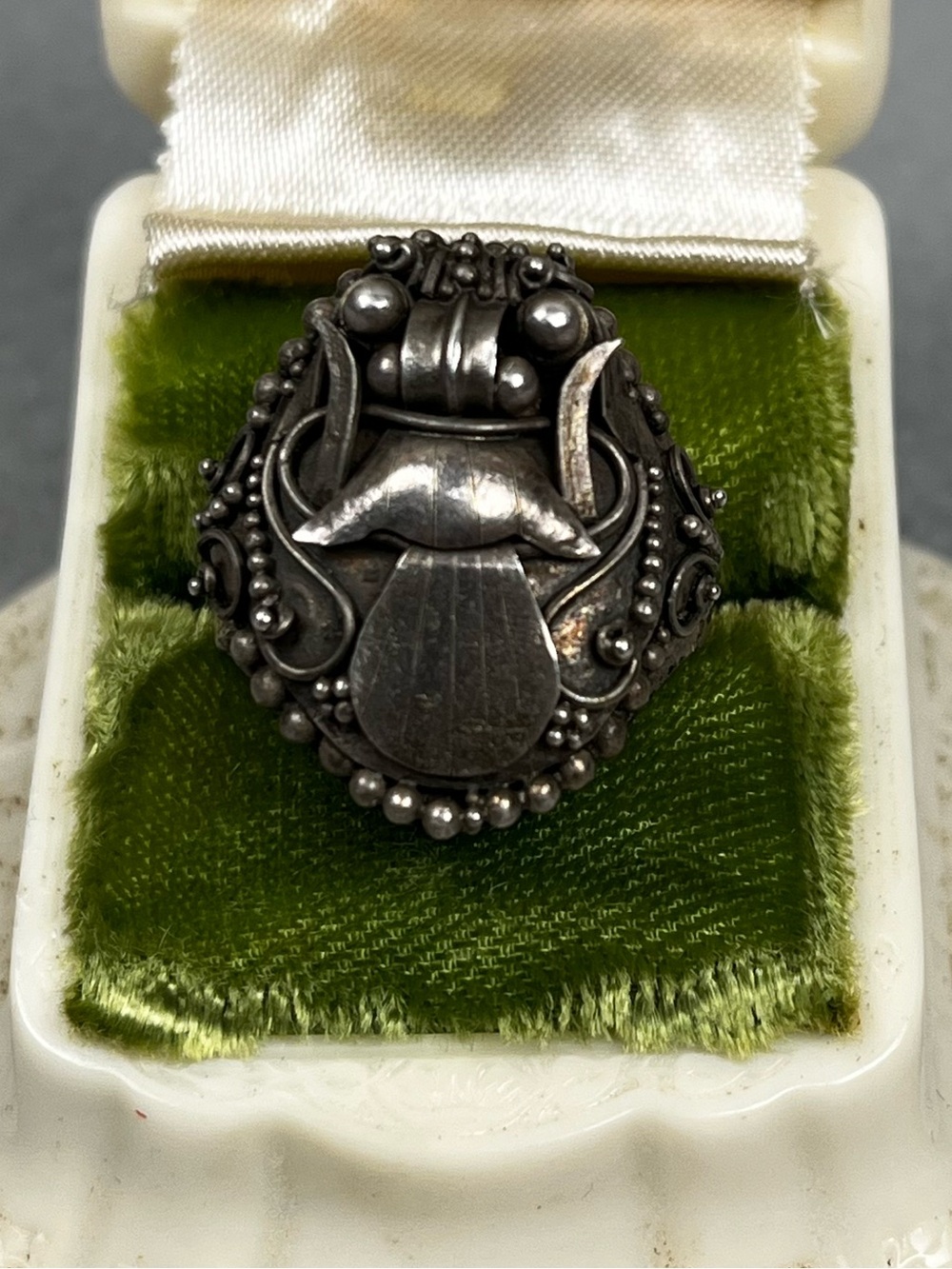 Rare Antique Men's 90% Silver Ring Scared Ranga Size 9